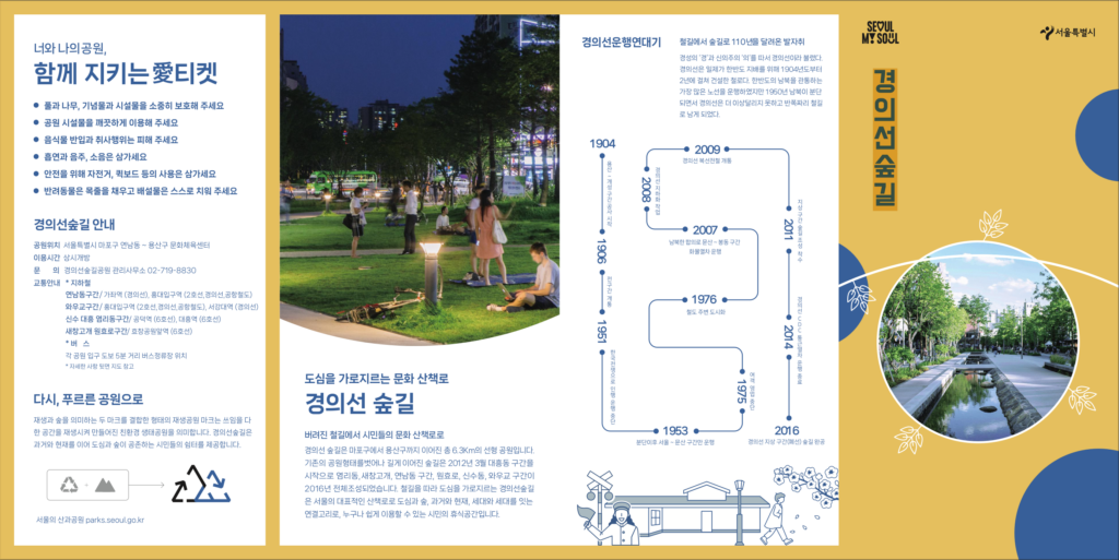 구간별 경의선숲길 산책코스 완전 정복 | 연남동 구간·와우교 구간·신수·대흥·염리동 구간·새창고개·원효로 구간·구간별 특징·산책·데이트코스·카페·맛집 총정리 19 경의선숲길 안내도 1