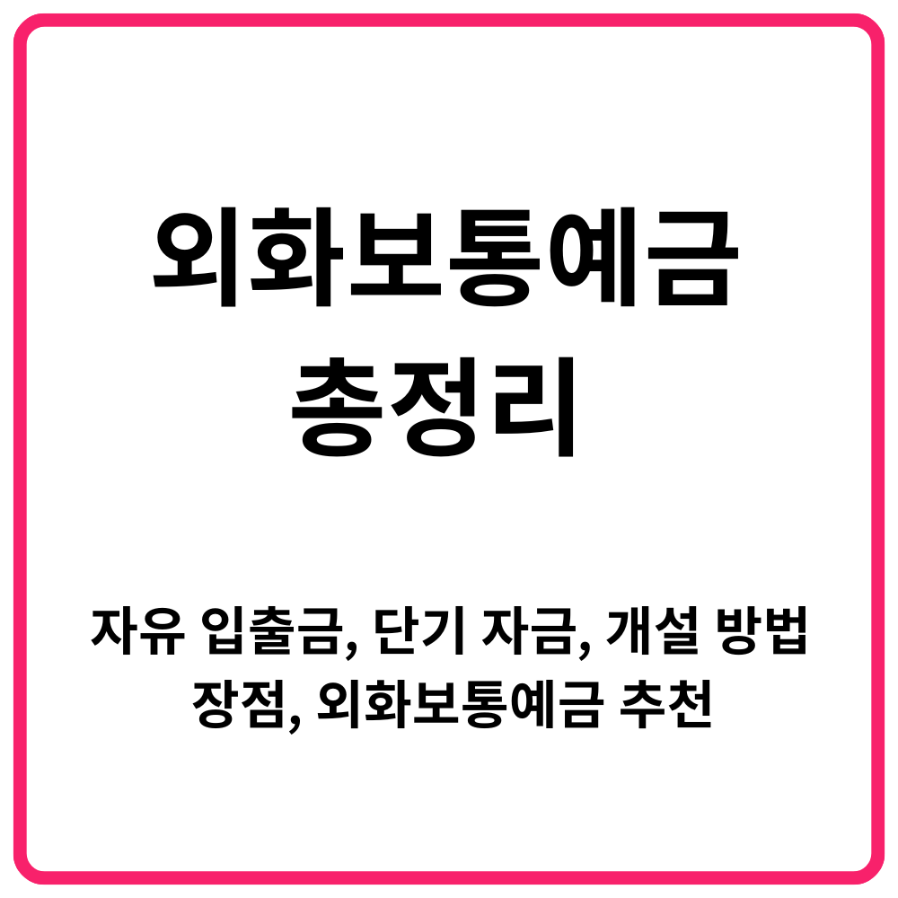 외화보통예금 총정리 자유 입출금 단기 자금 개설 방법 장점 외화보통예금 추천 3