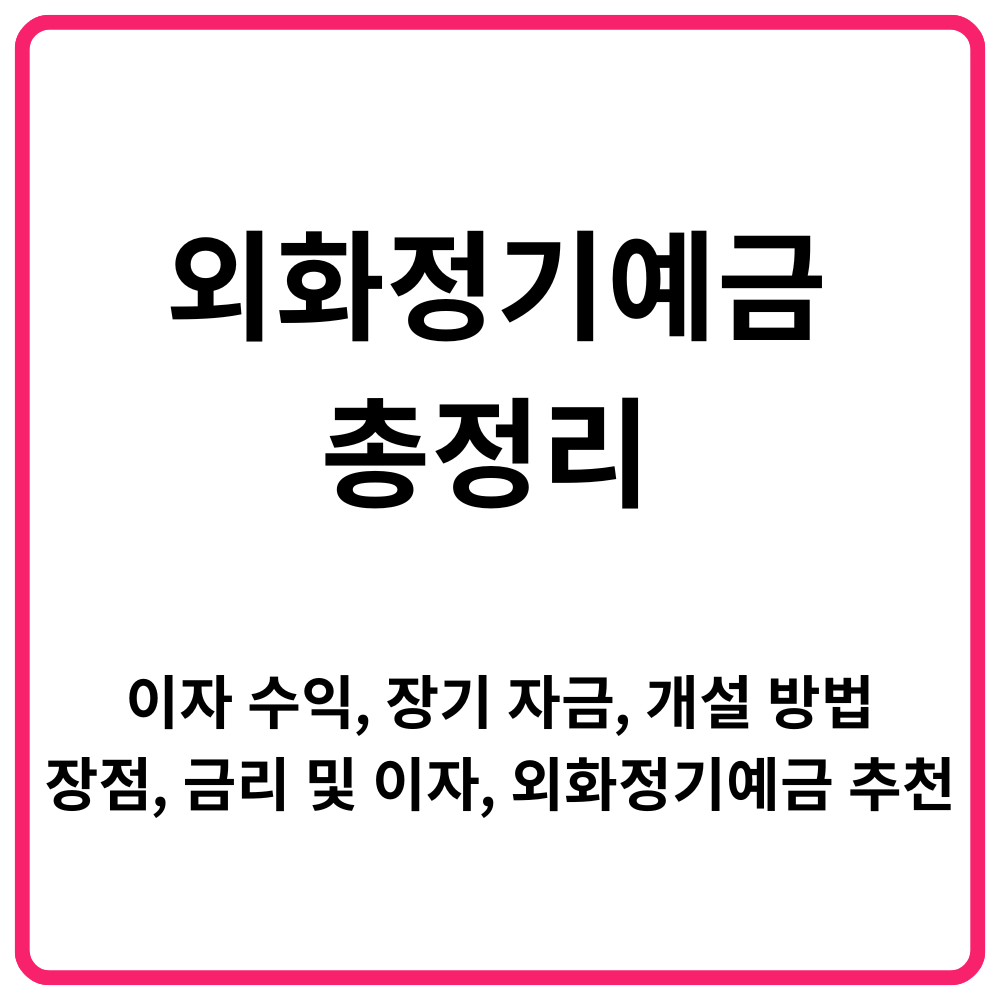 외화정기예금 총정리 이자 수익 장기 자금 개설 방법 장점 금리 및 이자 외화정기예금 추천 3