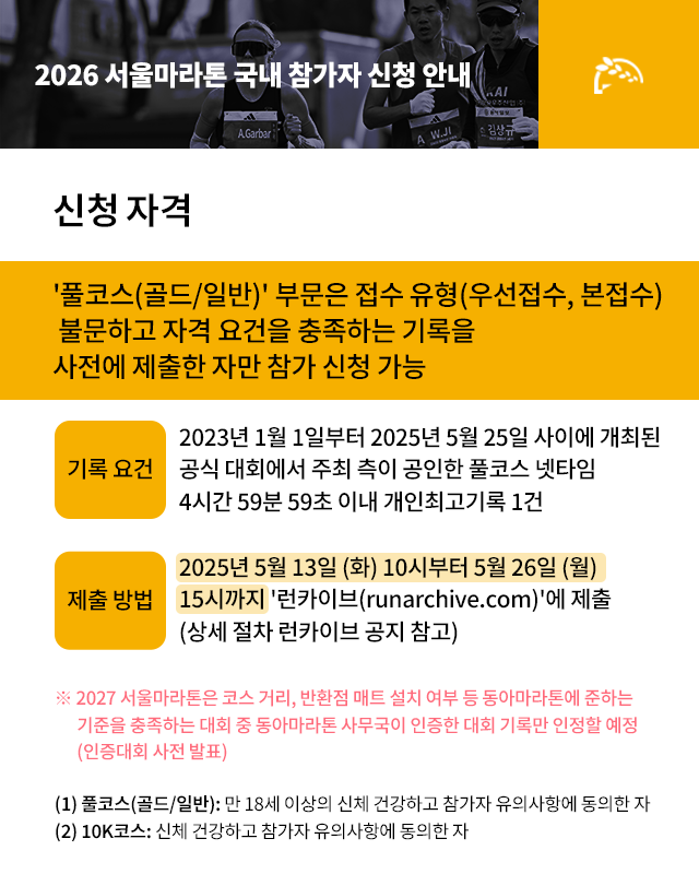2026 서울마라톤 신청 자격