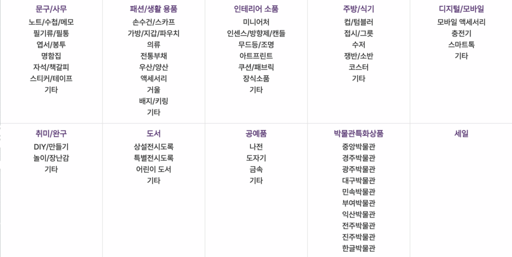 뮷즈 카테고리
