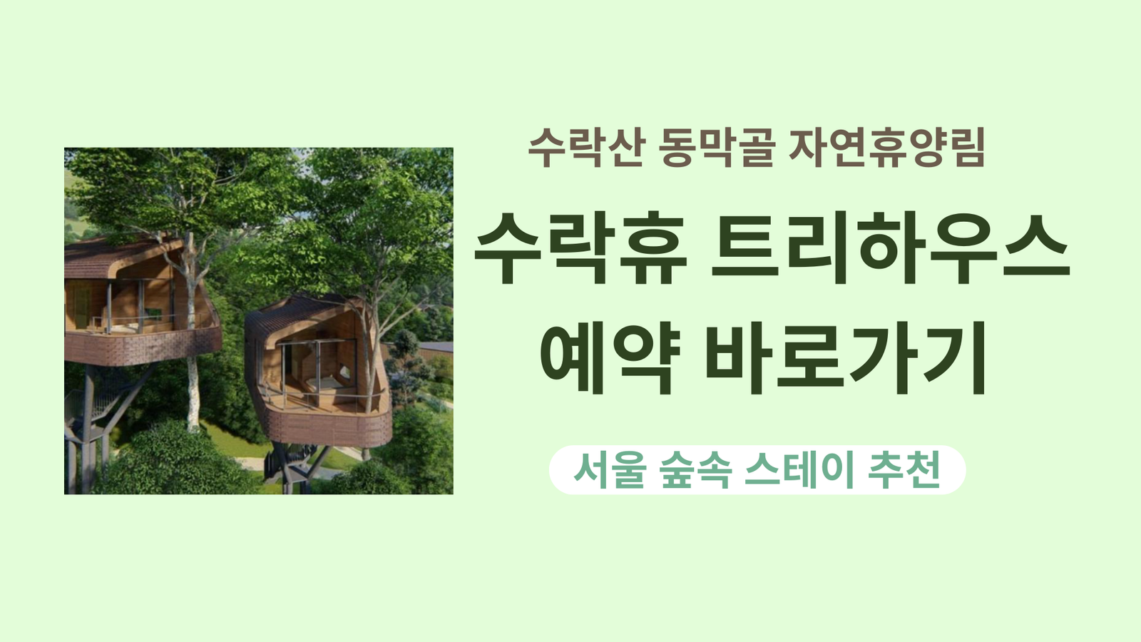 수락산 동막골 자연휴양림 수락휴 트리하우스 예약 바로가기 | 서울 숲속 스테이 추천