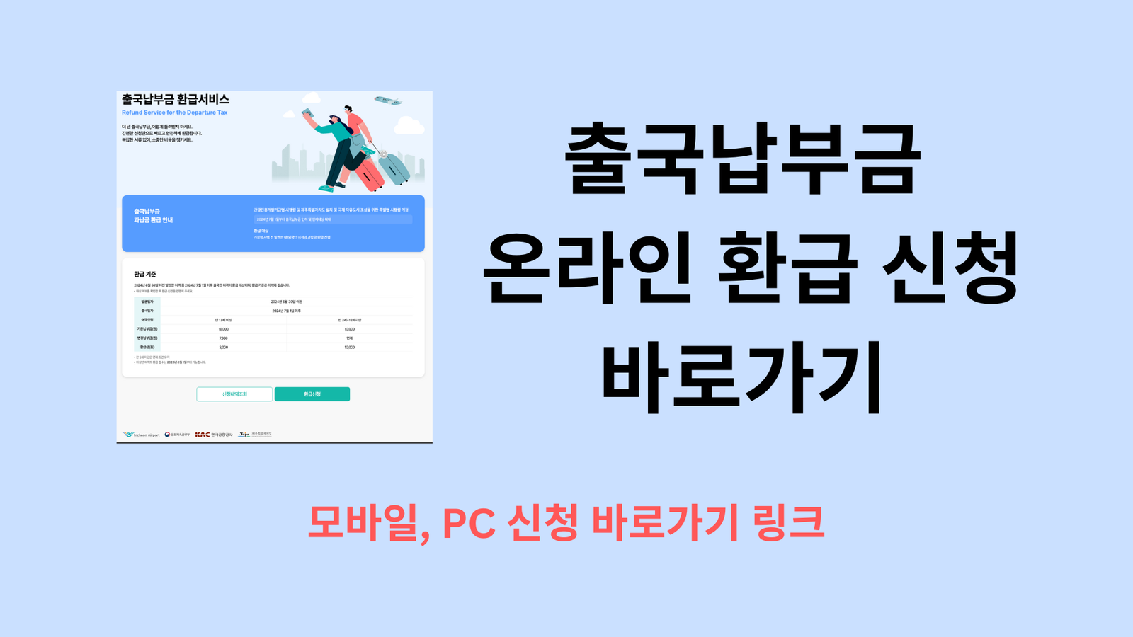 출국납부금 온라인 환급 신청 바로가기 | 모바일, PC 신청 바로가기 링크