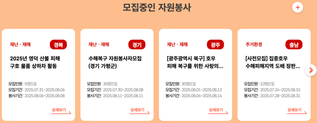 현재 모집중인 자원봉사