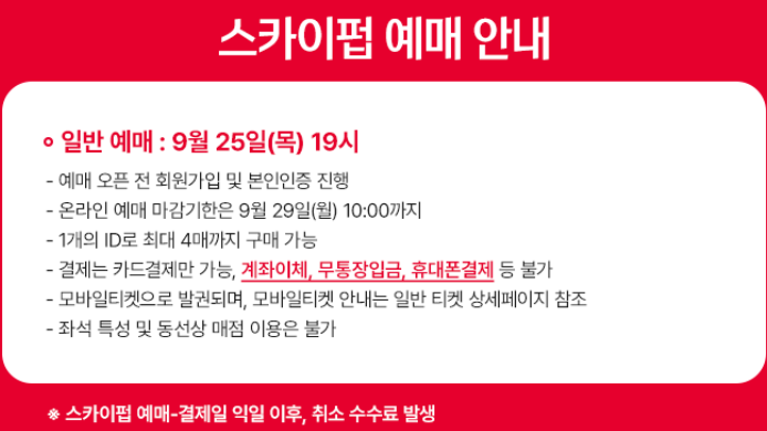 2025 대한민국 VS 브라질 SKYPUB 예매