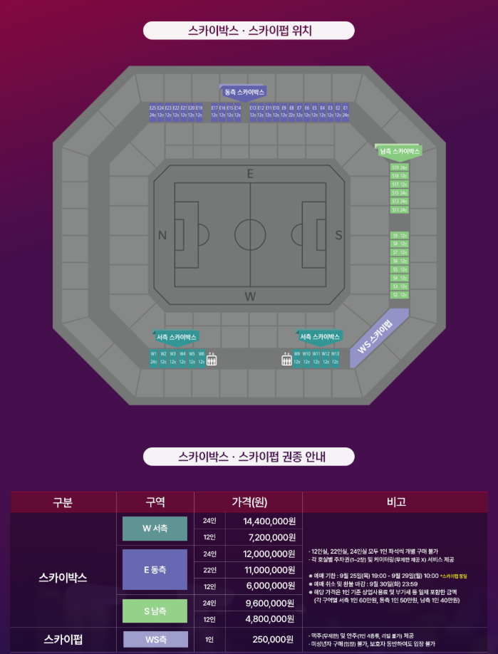 2025 대한민국 VS 파라과이 스카이박스 스카이펍 권종 안내 1