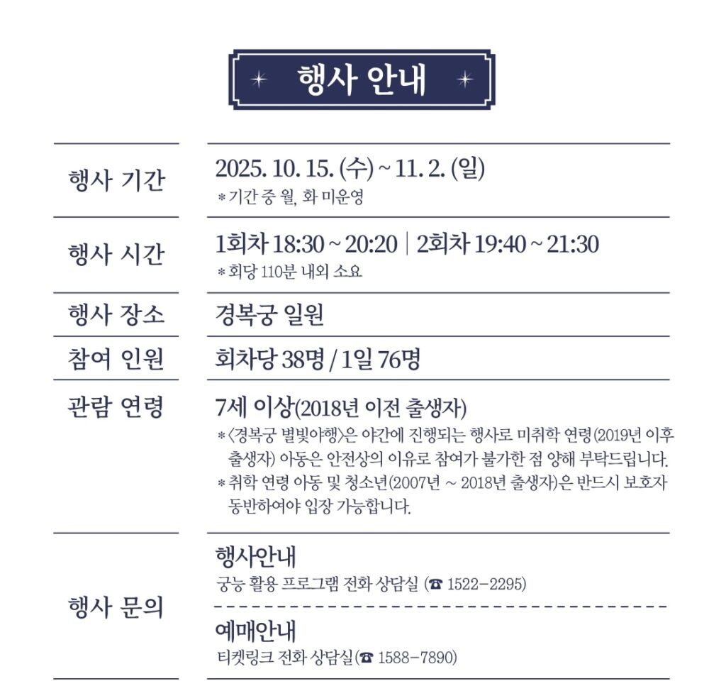 2025 하반기 경복궁 별빛야행 행사안내