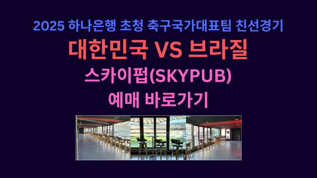 대한민국 VS 브라질 스카이펍SKYPUB 예매 바로가기 1