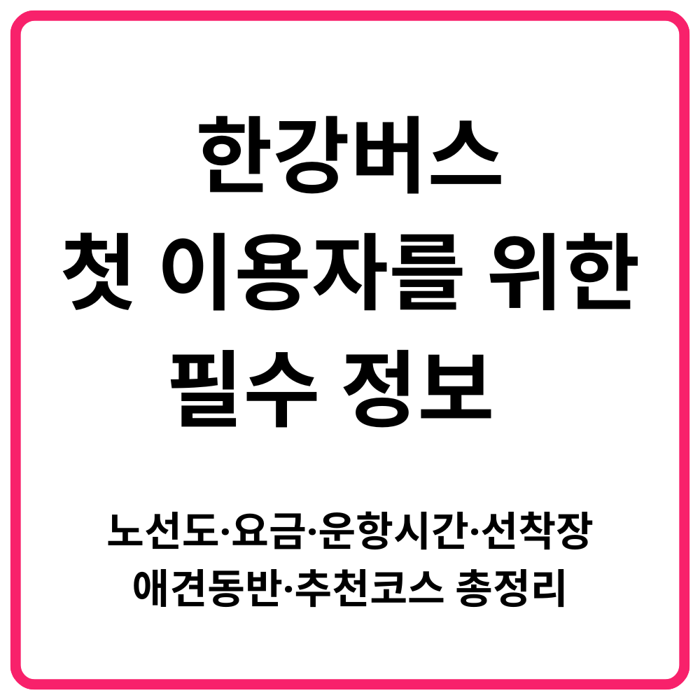 한강버스 첫 이용자를 위한 필수 정보 노선도·요금·운항시간·선착장·애견동ᄇ
