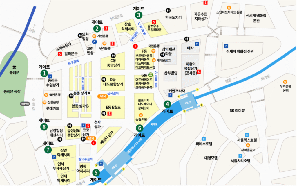 남대문시장 지도 바로가기 | 아케이드 개장·살거리·특화골목·체험코스·주변관광명소·맛집·주차·오시는 길 총정리 12 남대문 시장 지도